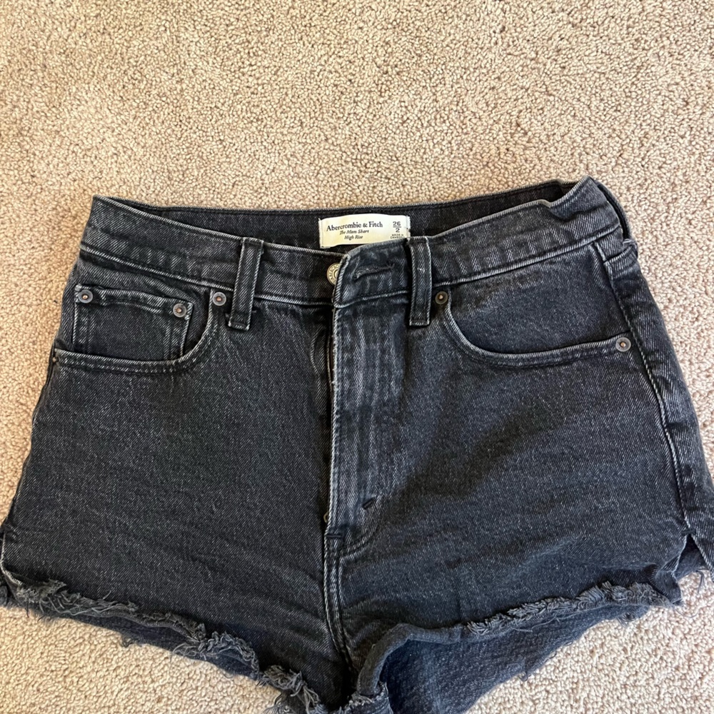 Abercrombie & Fitch Black Denim Mom Shorts